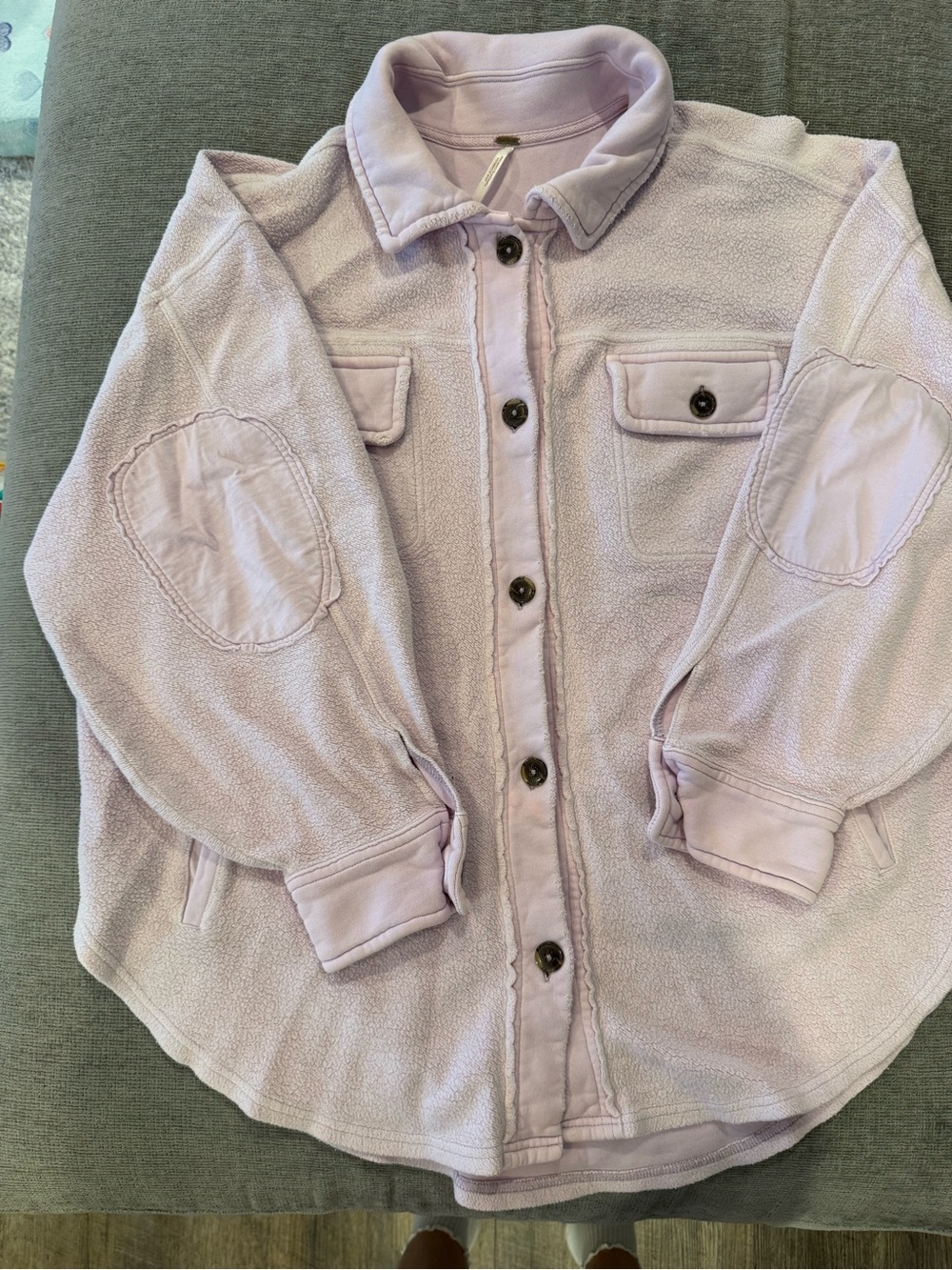 Free People Ruby Pink Lavender Button-Up Fleece Shirt Jacket